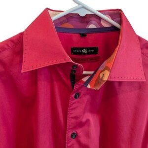 Stone Rose Brilliant Red Button Down Men's Shirt - Size XL